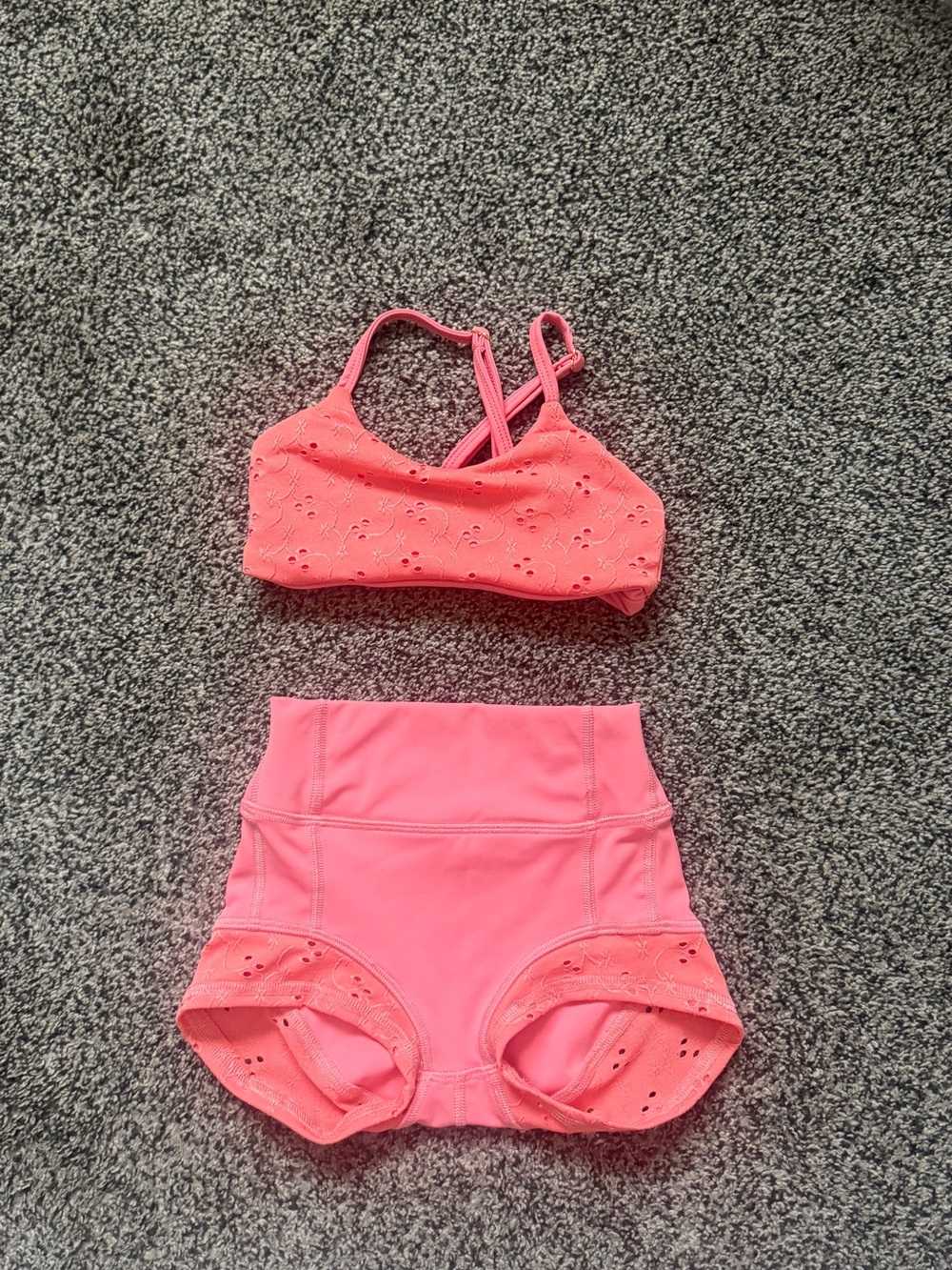 FIVE High-Waist Two-Piece Dance Set in Coral Pink